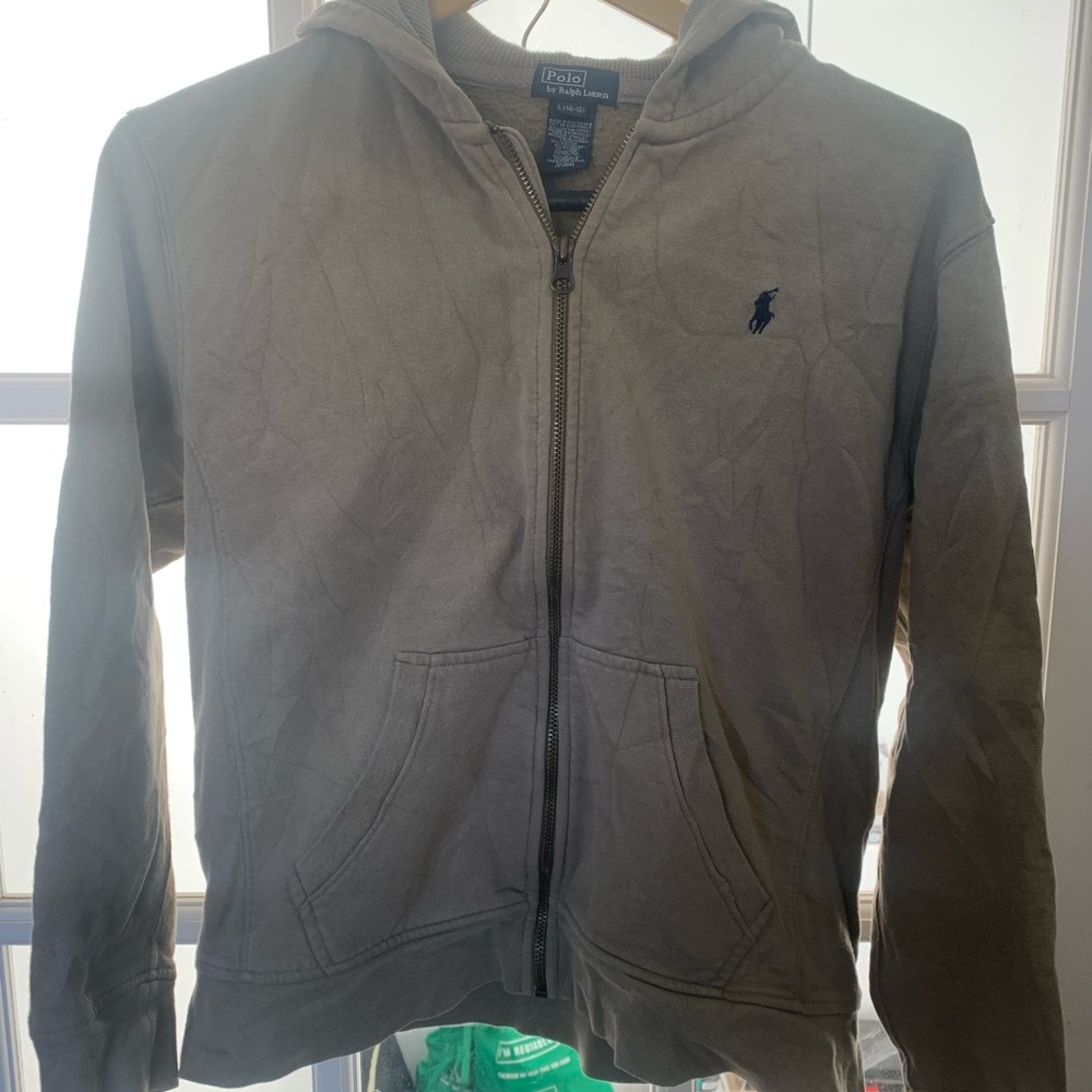 Polo by Ralph Lauren Olive Green Zip-Up Hoodie with Navy Pony